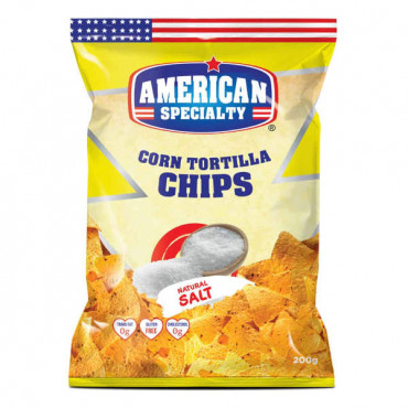 American Specialty Corn Tortilla Chips Salt 200gm