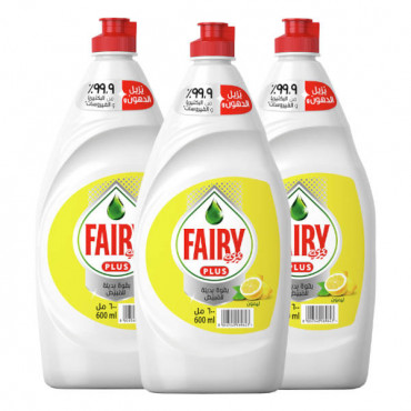 Fairy Plus Dishwashing Liquid Lemon 3 x 400ml