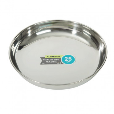 HOMEWAY STAINLESS STEEL RICE PLATE 21 CM (INDIA) 1x48